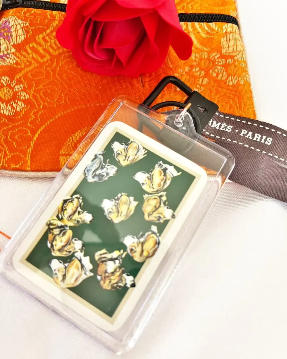 HERMES Miniature Playing Card Keychain Key Fob Key Charm Key Holder Key Tag